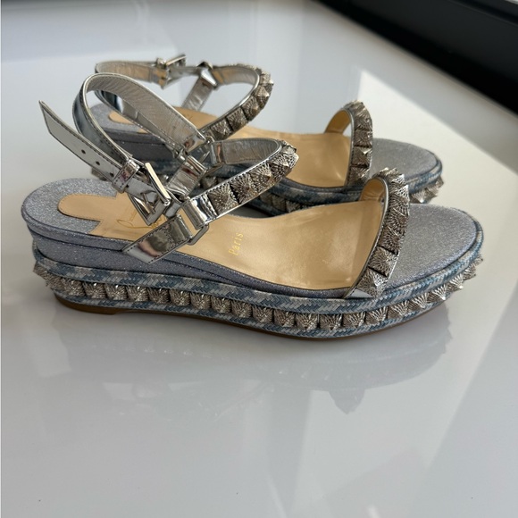 Christian Louboutin Shoes - Christian Louboutin Silver Embellished Sandals